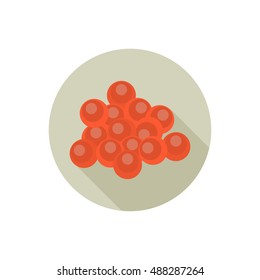 Red salmon caviar color flat icon