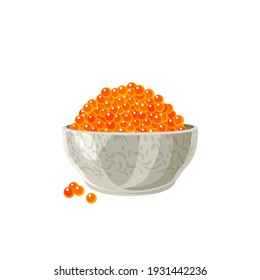 Red salmon caviar. Vector illustration cartoon flat icon isolated on white background.