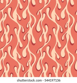 Red salmon colored fire flames on a bright background, old school seamless vector pattern