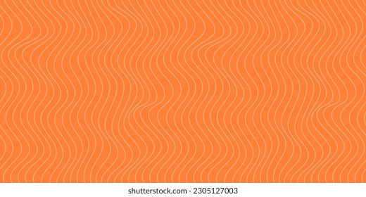 Red Salmon fillet vector seamless texture. Food abstract wallpaper pattern with waved stripes. Sushi restaurant packaging and Menu design.