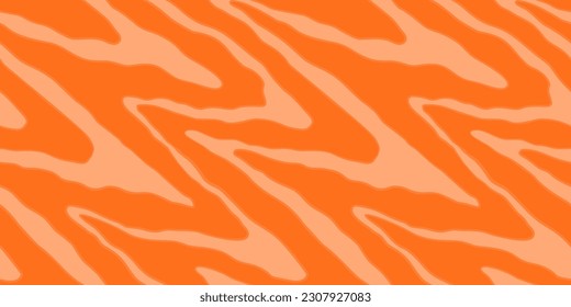 Red Salmon fillet vector seamless texture. Food abstract wallpaper pattern with waved stripes. Sushi restaurant packaging and Menu design.