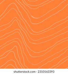 Red Salmon fillet vector seamless texture. Food abstract wallpaper pattern with waved stripes. Sushi restaurant packaging and Menu design.