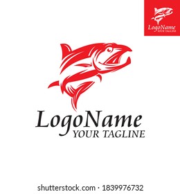 RED SALMON FISH LOGO,vector illustrations
