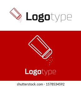 Red Salt and pepper icon isolated on white background. Cooking spices. Logo design template element. Vector Illustration