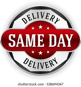 Blue Same Day Delivery Button Badge Stock Vector (Royalty Free) 538694320