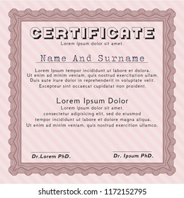 Red Sample Certificate. Artistry design. Printer friendly. Detailed. 