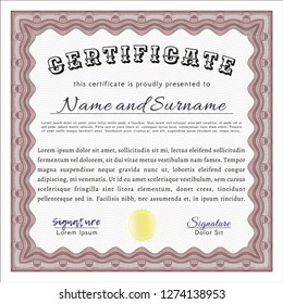 Red Sample Certificate. With background. Beauty design. Detailed. 