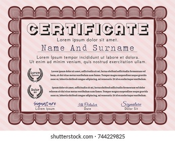 Red Sample Certificate. With background. Customizable, Easy to edit and change colors. Beauty design. 
