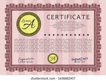 Red Sample Certificate. With background. Detailed. Retro design. 
