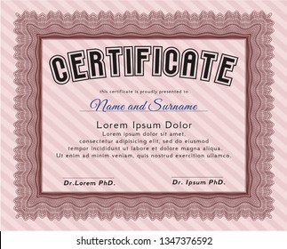 Red Sample Certificate. Beauty design. Customizable, Easy to edit and change colors. With guilloche pattern. 