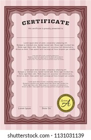 Red Sample Certificate. Complex background. Detailed. Modern design. 