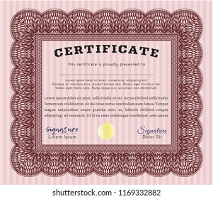 Red Sample Certificate. Complex background. Modern design. Customizable, Easy to edit and change colors. 