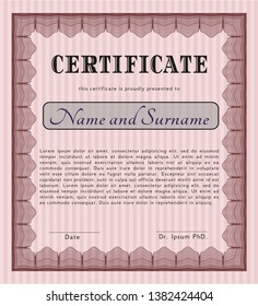Red Sample Certificate. Complex background. Superior design. Detailed. 