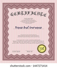 Red Sample Certificate. With complex background. Detailed. Retro design. 