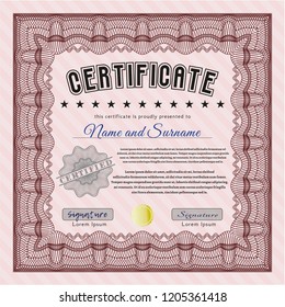 Red Sample Certificate. With complex linear background. Detailed. Money style design. 