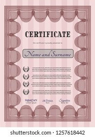 Red Sample Certificate. Cordial design. Complex background. Detailed. 