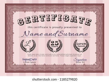 Red Sample Certificate. Customizable, Easy to edit and change colors. Complex background. Lovely design. 