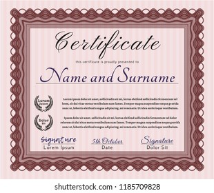 Red Sample Certificate. Customizable, Easy to edit and change colors. Easy to print. Money style design. 