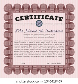 Red Sample Certificate. Customizable, Easy to edit and change colors. With guilloche pattern and background. Lovely design. 