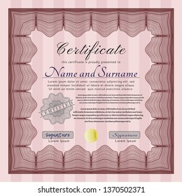 Red Sample Certificate. Customizable, Easy to edit and change colors. With complex linear background. Good design. 