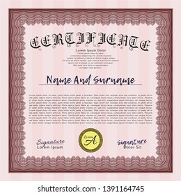 Red Sample Certificate. Customizable, Easy to edit and change colors. Easy to print. Sophisticated design. 