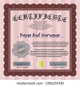 Red Sample Certificate. Customizable, Easy to edit and change colors. With background. Perfect design. 