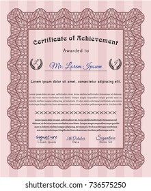 Red Sample Certificate. Customizable, Easy to edit and change colors. With complex background. Retro design. 