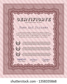 Red Sample certificate or diploma. With background. Detailed. Superior design. 