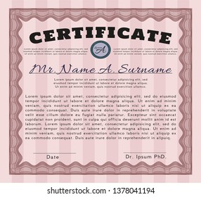Red Sample certificate or diploma. With background. Customizable, Easy to edit and change colors. Lovely design. 