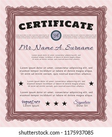 Red Sample certificate or diploma. Cordial design. Customizable, Easy to edit and change colors. With background. 