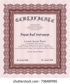 Red Sample certificate or diploma. Customizable, Easy to edit and change colors. With background. Modern design. 