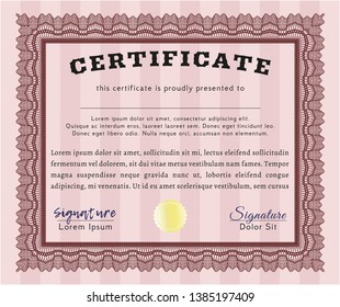 Red Sample certificate or diploma. Detailed. With quality background. Nice design. 