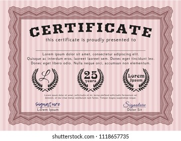 Red Sample certificate or diploma. With great quality guilloche pattern. Good design. Customizable, Easy to edit and change colors. 