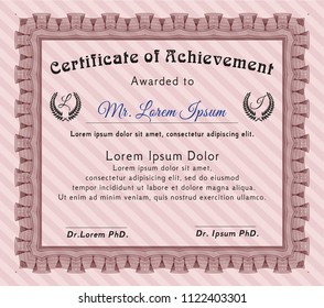 Red Sample certificate or diploma. With great quality guilloche pattern. Customizable, Easy to edit and change colors. Nice design. 
