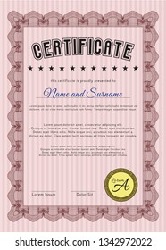 Red Sample certificate or diploma. With great quality guilloche pattern. Customizable, Easy to edit and change colors. Money Pattern. 