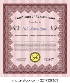 Certificado o diploma de muestra roja.  Bonito diseño.  Con patrón de guilloche y fondo.  Personalizable, fácil de editar y cambiar los colores. 