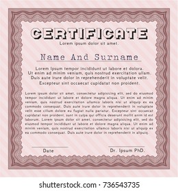 Red Sample certificate or diploma. Money style design. Customizable, Easy to edit and change colors. Printer friendly. 
