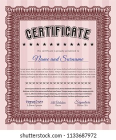 Red Sample certificate or diploma. With quality background. Detailed. Perfect design. 