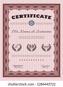 Red Sample certificate or diploma. With quality background. Elegant design. Customizable, Easy to edit and change colors. 