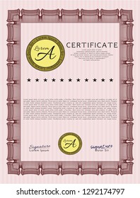 Red Sample certificate or diploma. With quality background. Customizable, Easy to edit and change colors. Money style design. 