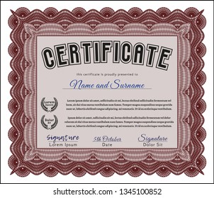 Red Sample certificate or diploma. With quality background. Detailed. Money design. 