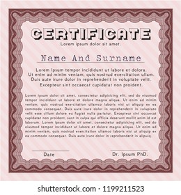 Red Sample certificate or diploma. Retro design. Customizable, Easy to edit and change colors. With background. 