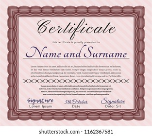 Red Sample certificate or diploma. Vector illustration. Easy to print. Retro design. 