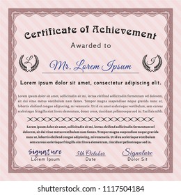 Red Sample Certificate. Easy to print. Vector illustration. Money style design. 