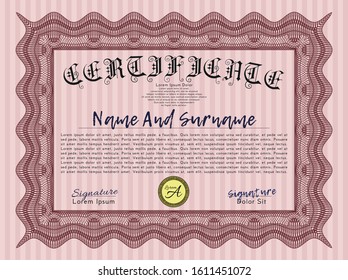 Red Sample Certificate. Easy to print. Elegant design. Customizable, Easy to edit and change colors. 