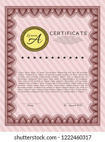 Red Sample Certificate. Elegant design. Detailed. With complex background. 