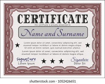 Red Sample Certificate. Excellent design. Customizable, Easy to edit and change colors. With background. 
