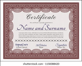 Red Sample Certificate. Excellent design. Detailed. With quality background. 