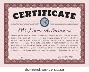 Red Sample Certificate. Good design. With complex linear background. Customizable, Easy to edit and change colors. 