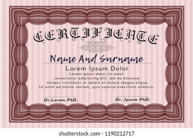 Red Sample Certificate. Good design. Customizable, Easy to edit and change colors. With background. 